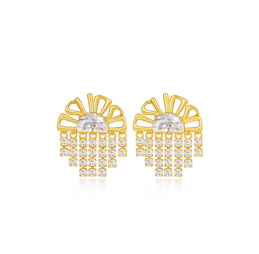 曜系列18k金色流苏耳饰