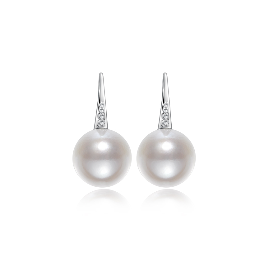 优雅系列珍珠耳饰白金色