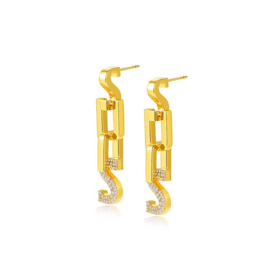 曜系列18k金色字母耳坠