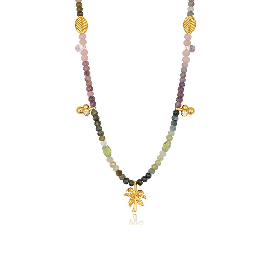rainforest系列金色碧玺棕榈树项链
