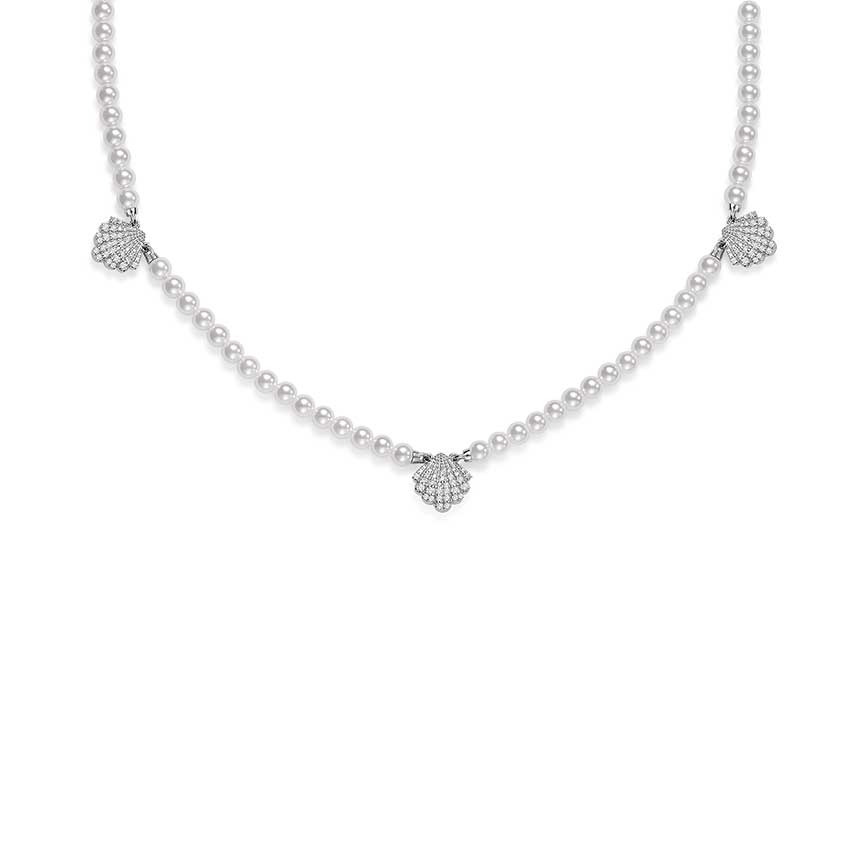 Marina bay系列锆石贝壳珍珠项链01