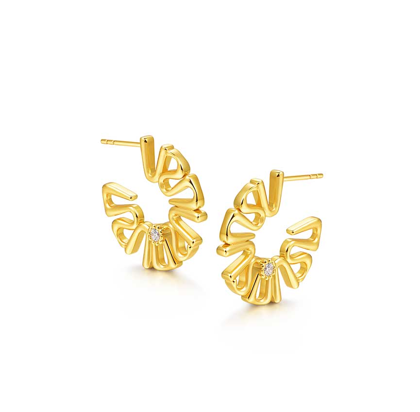 曜系列单钻18k金色耳饰