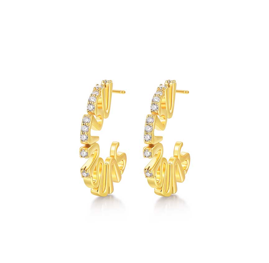 曜系列侧镶18k金色耳饰