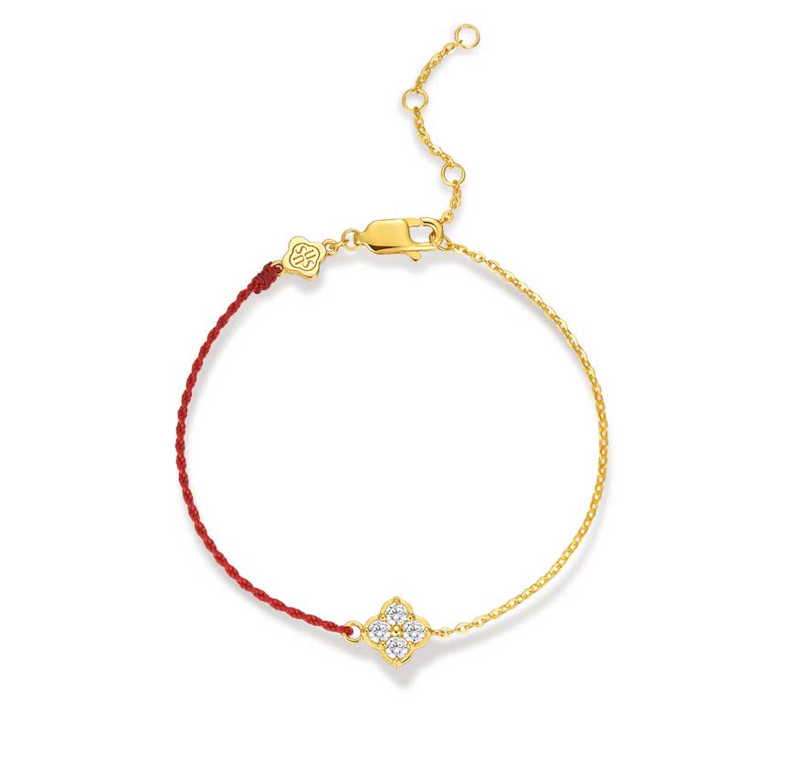 驮金红绳海棠如意纹手链