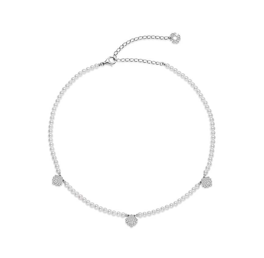 Marina bay系列锆石贝壳珍珠项链01