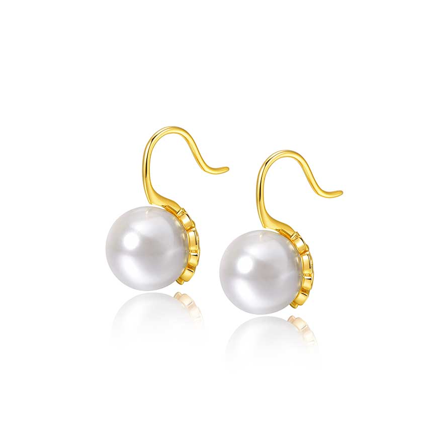 曜系列珍珠18k金色耳钩