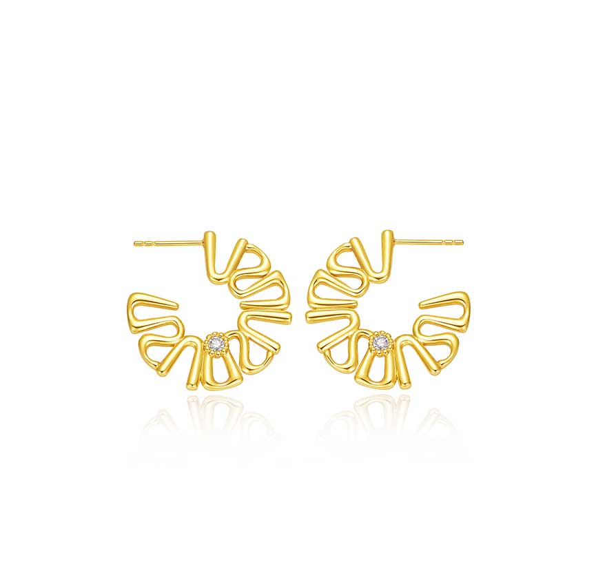 曜系列单钻18k金色耳饰