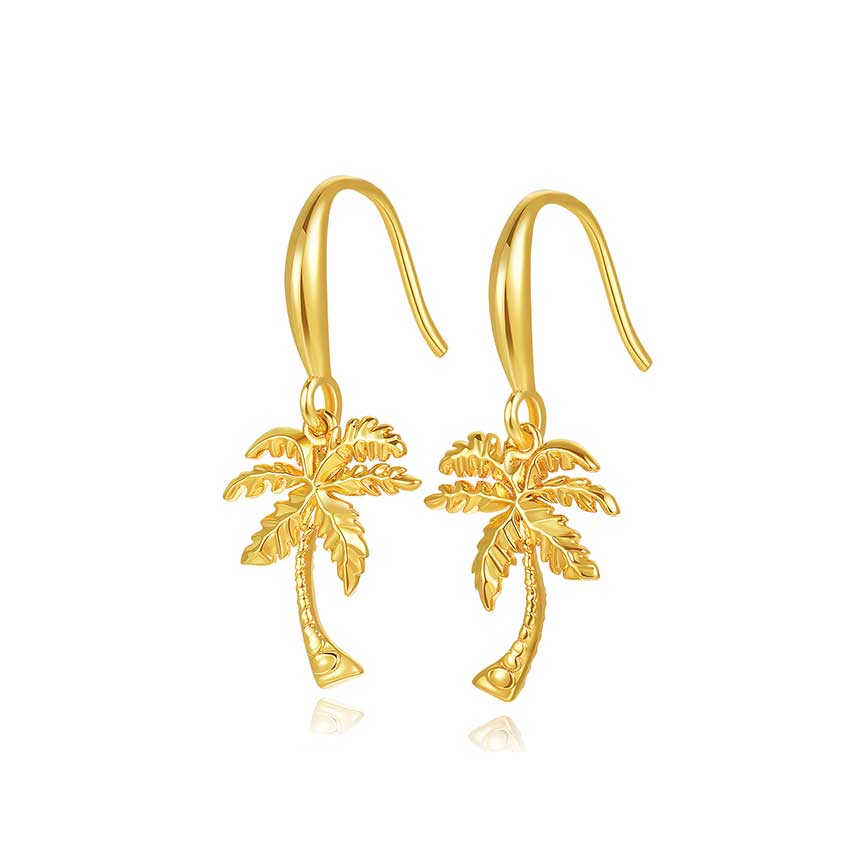 rainforest系列金色棕榈树耳挂