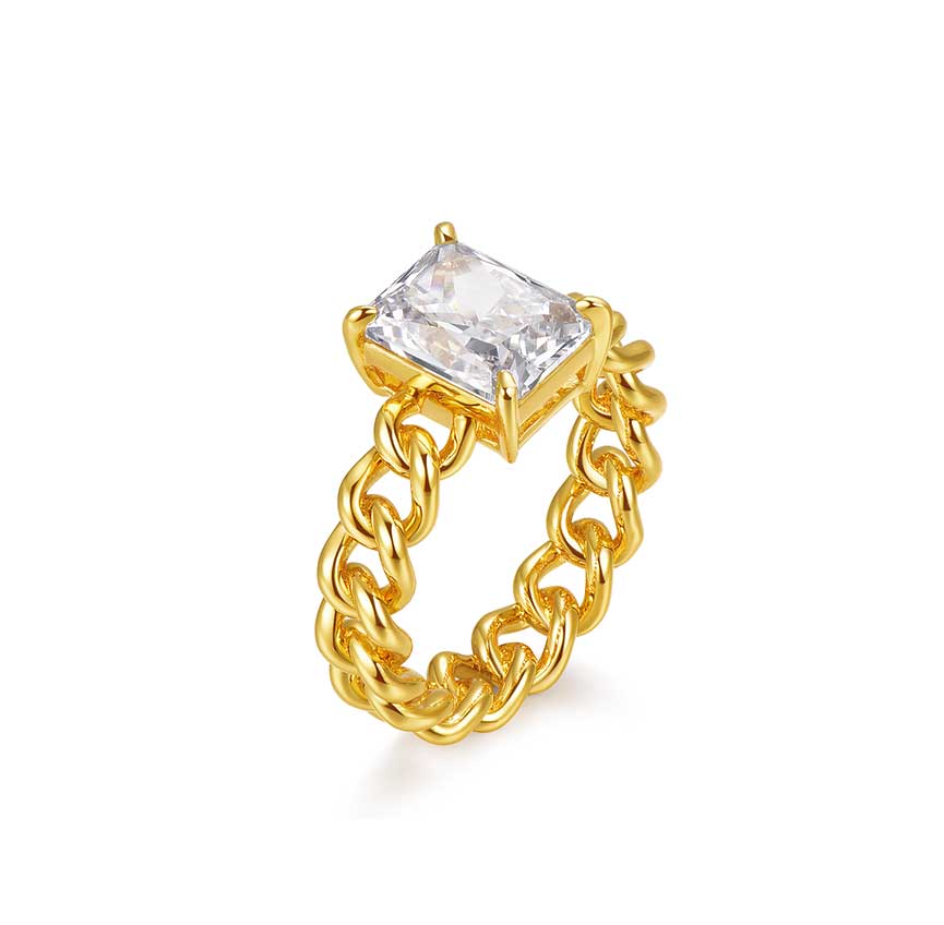 Stack系列戒指铜材质18K金色（白色）01