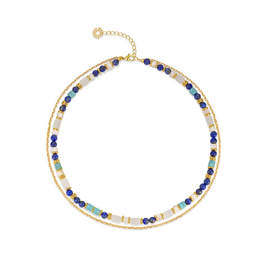 【灵感潮汐】青金石镀18k金叠戴串珠项链