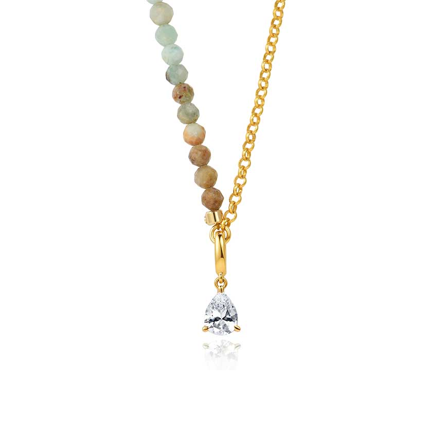 rainforest系列金色多宝石双拼长项链