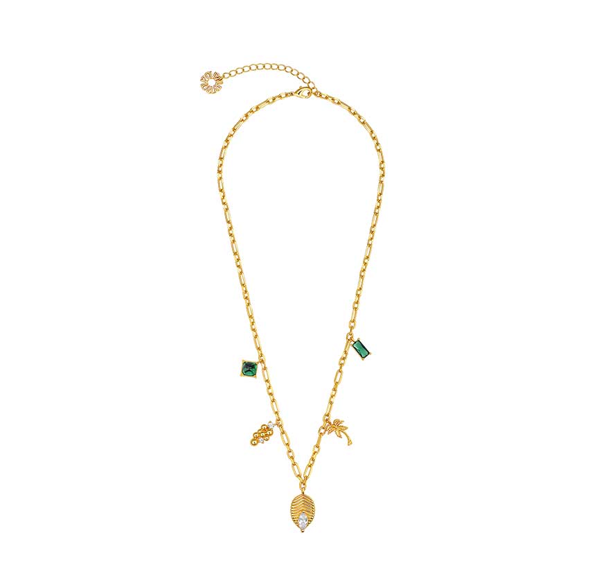 rainforest系列金色锆石叶片项链