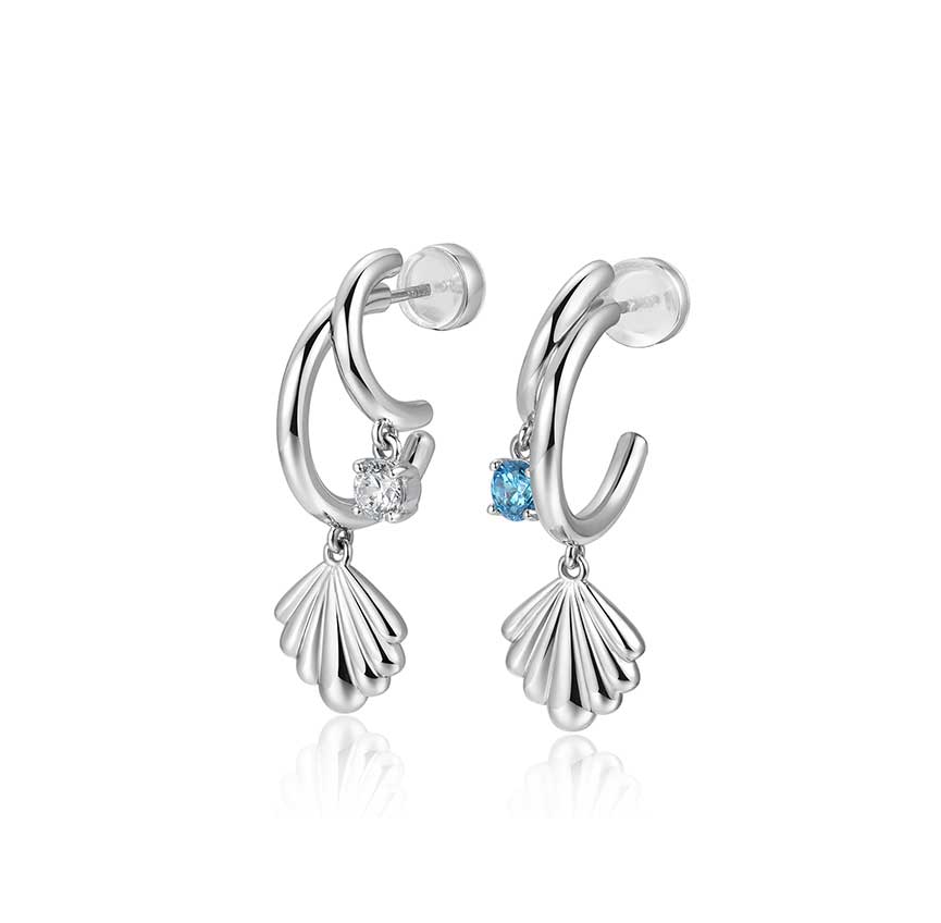 Marina bay系列双色锆石贝壳耳钉