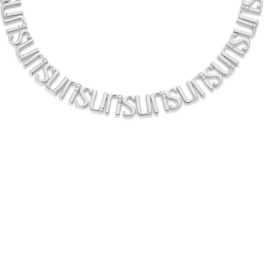 曜系列白金色字母颈链