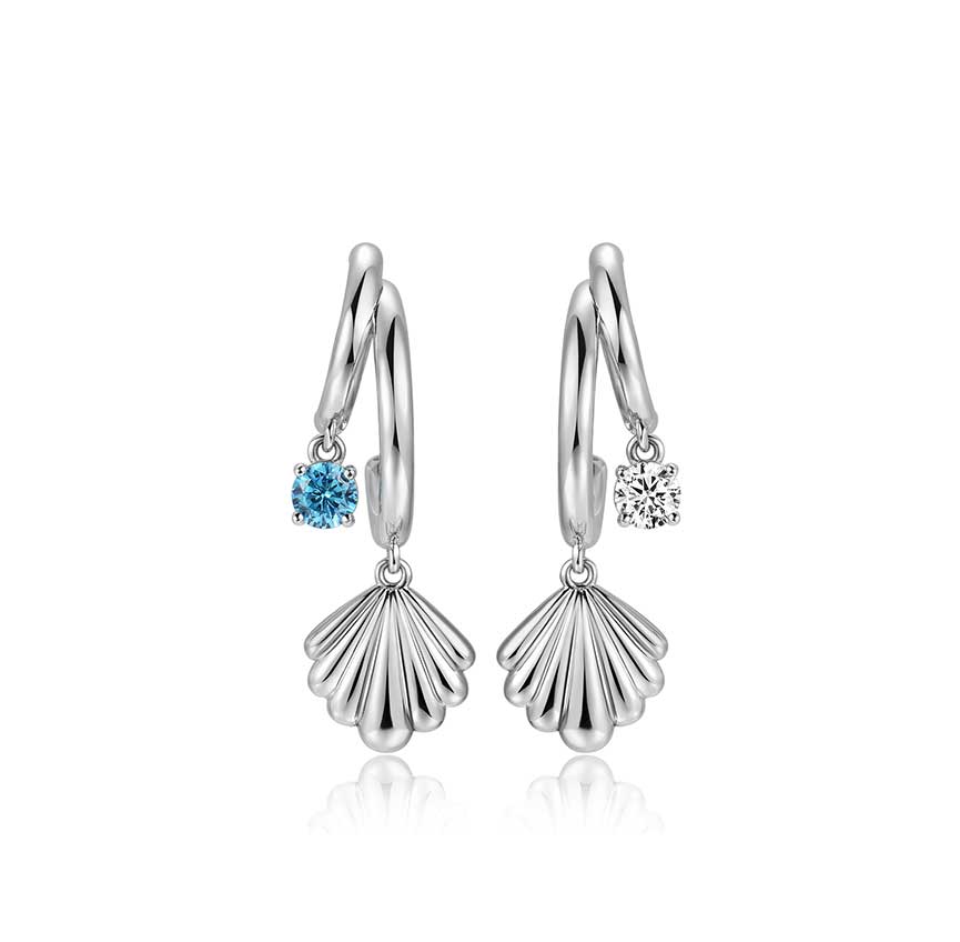 Marina bay系列双色锆石贝壳耳钉