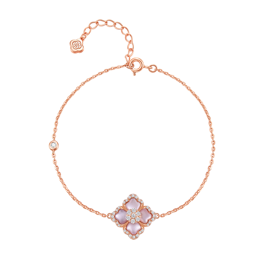 莲花系列粉贝母玫瑰金色手链