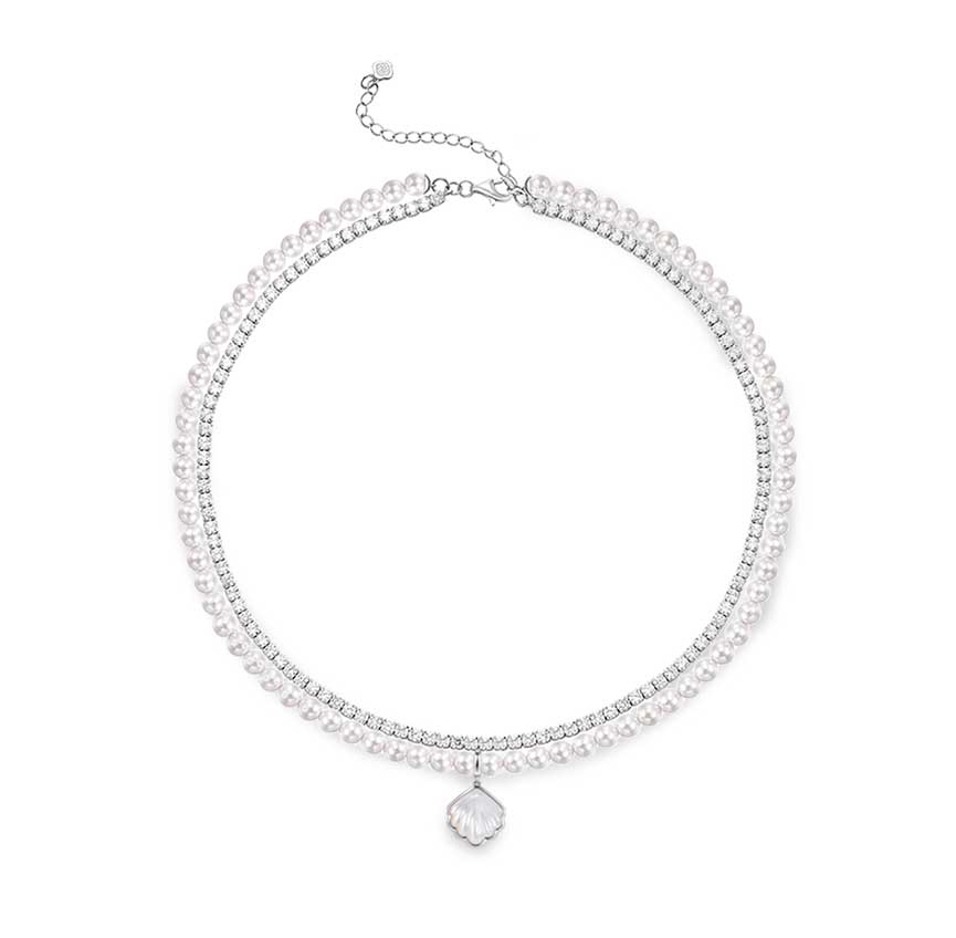 Marina bay系列白贝母叠链项链