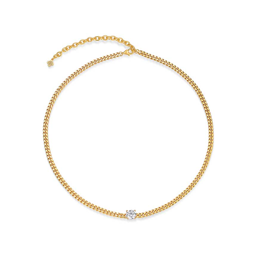 Stack系列锆石古巴链金色锁骨链