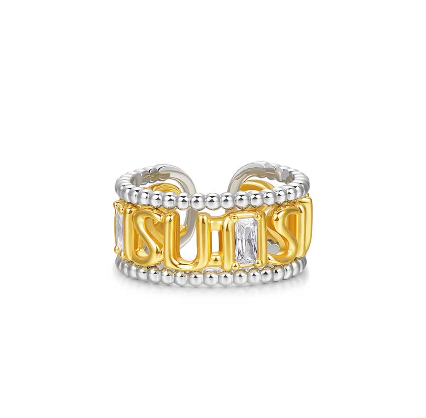 曜系列双色叠戴字母戒指