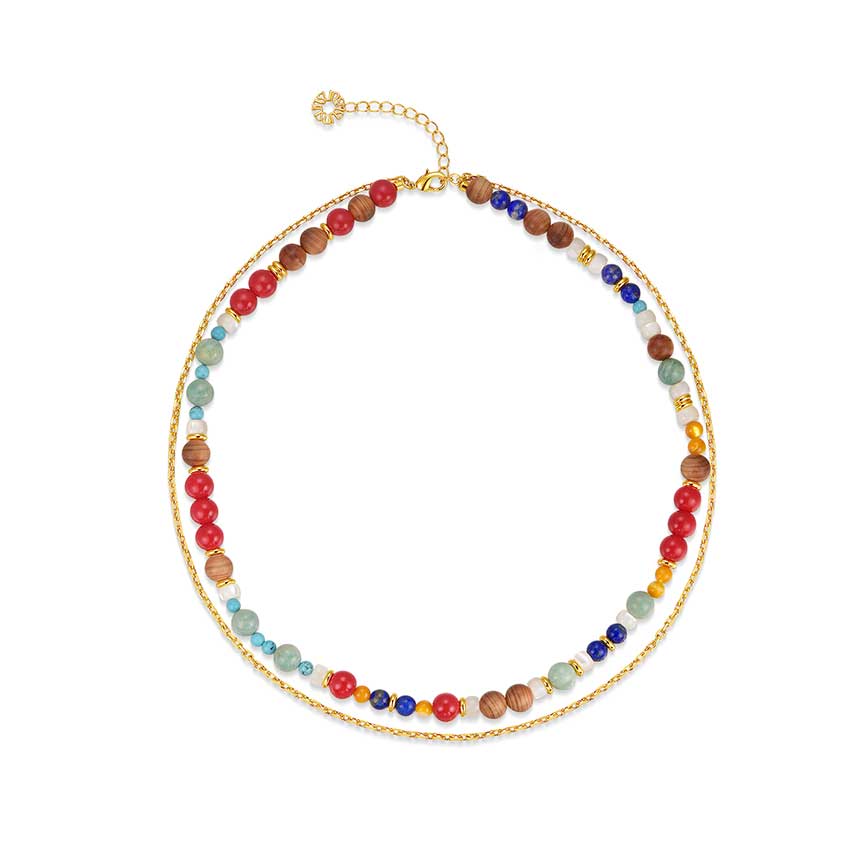 【热情果实】黄贝母多巴胺色镀18k金叠戴串珠项链