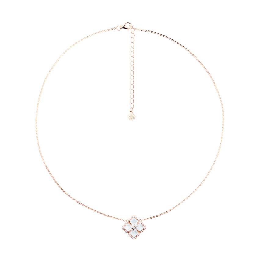 莲花系列白贝母项链（玫瑰金色）