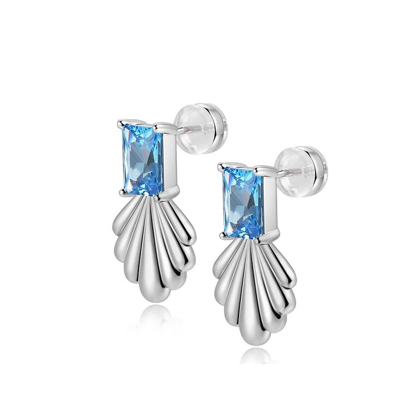 Marina bay系列蓝色锆石贝壳耳钉