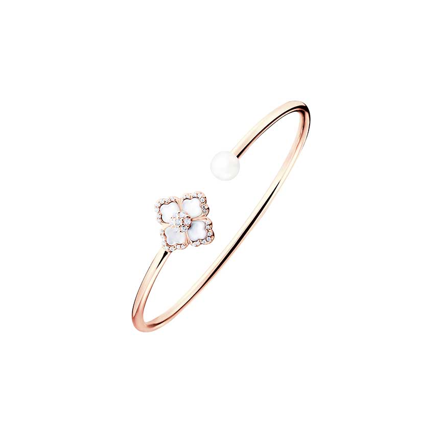 莲花系列白贝母手镯（玫瑰金色）