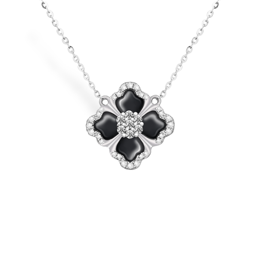 莲花系列黑玛瑙项链