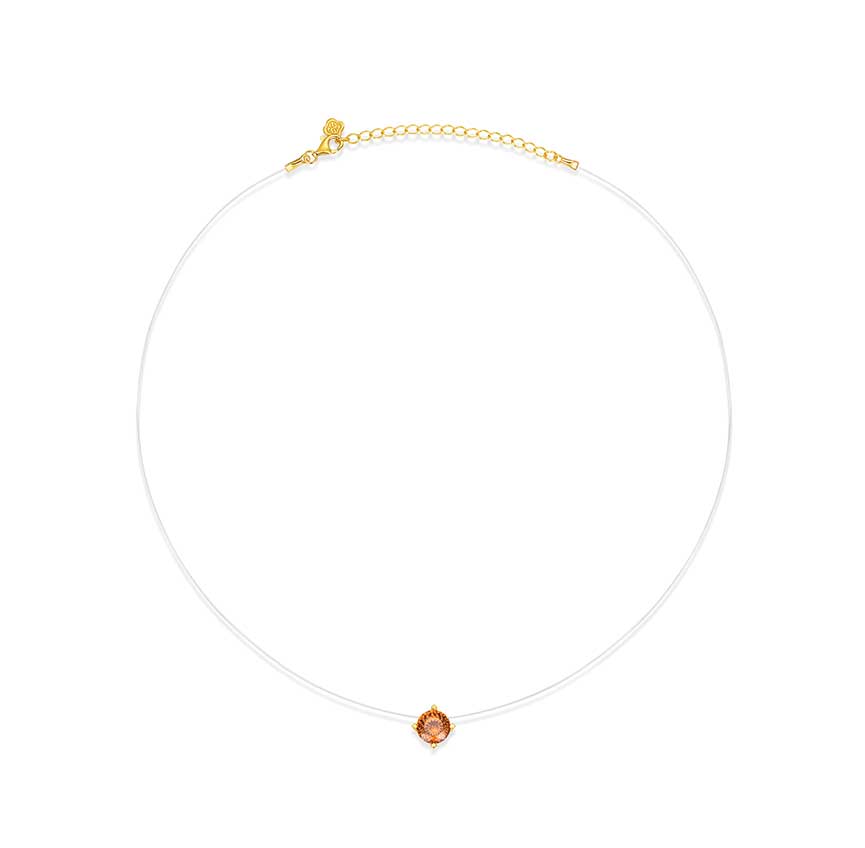 曜系列芬达石18k金色鱼线项链