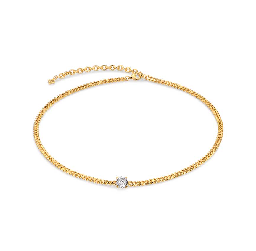 Stack系列锆石古巴链金色锁骨链