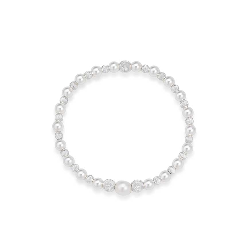 水晶珍珠猫眼金属珠白金色手串