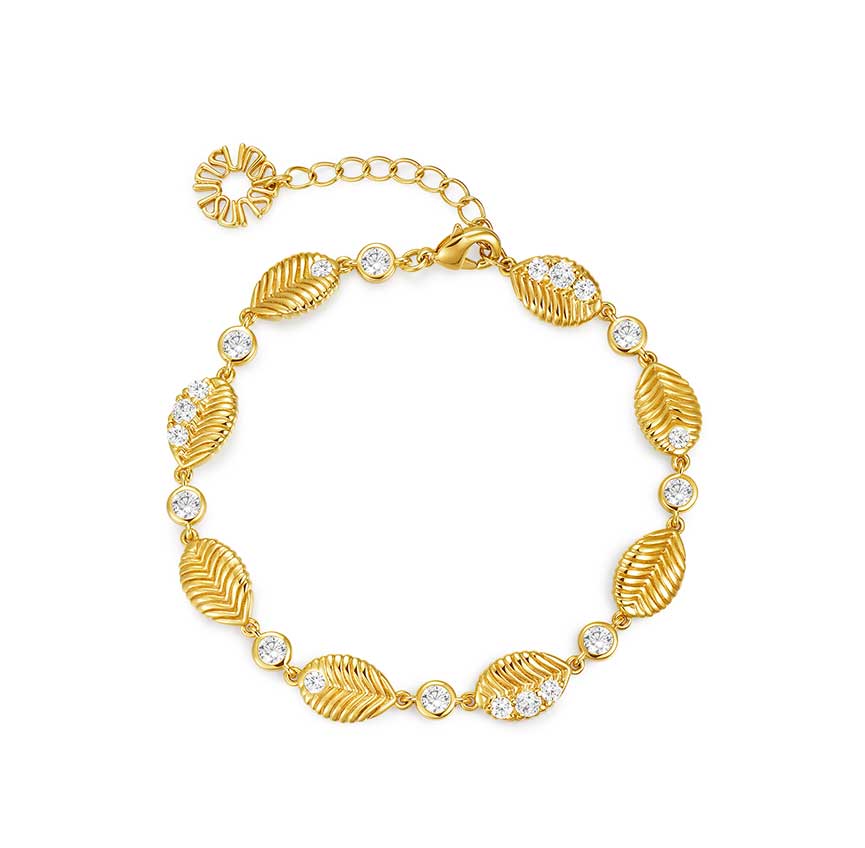 rainforest系列金色锆石叶片手链