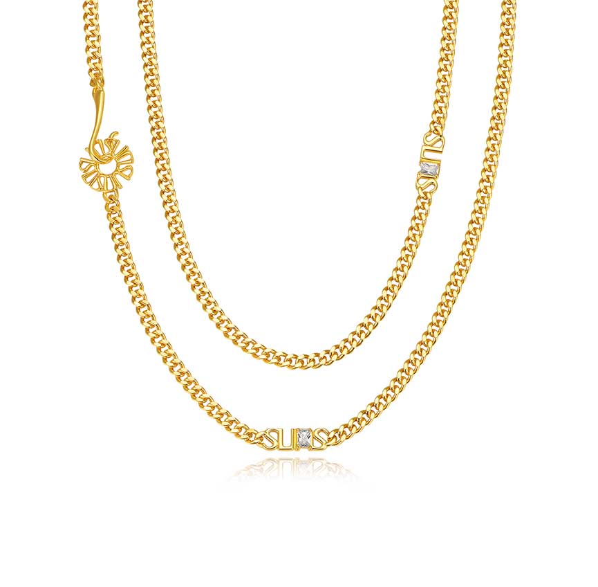 曜系列18k金色字母古巴链