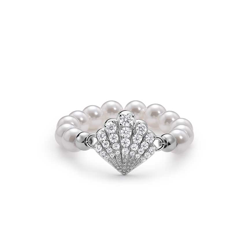 Marina bay系列锆石贝壳珍珠软戒