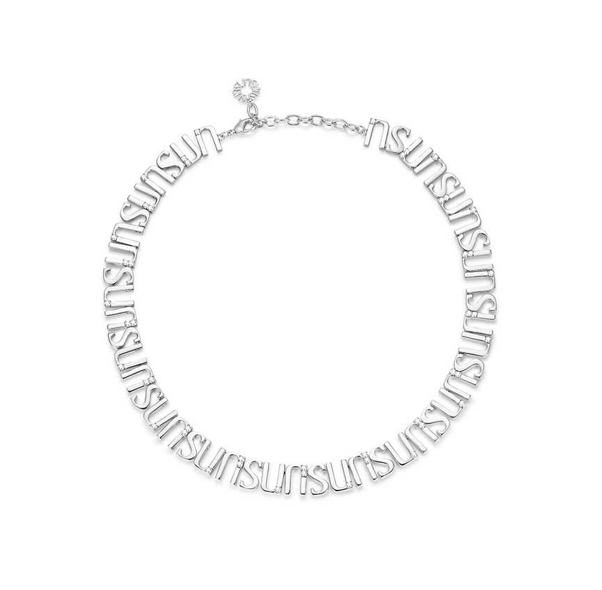 曜系列白金色字母颈链