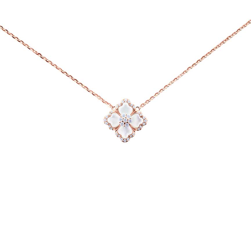 莲花系列白贝母项链（玫瑰金色）