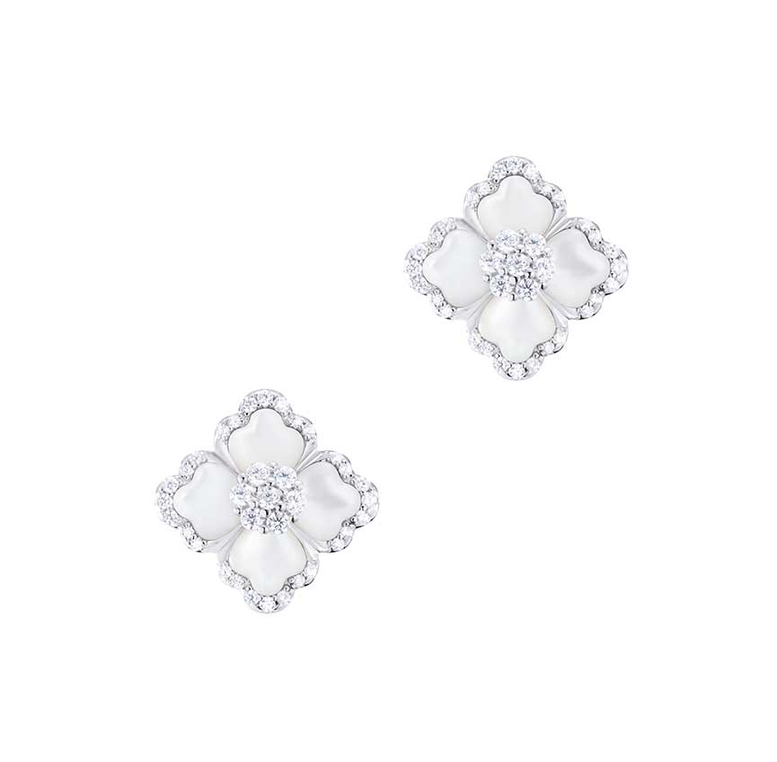 莲花系列耳钉（白色）