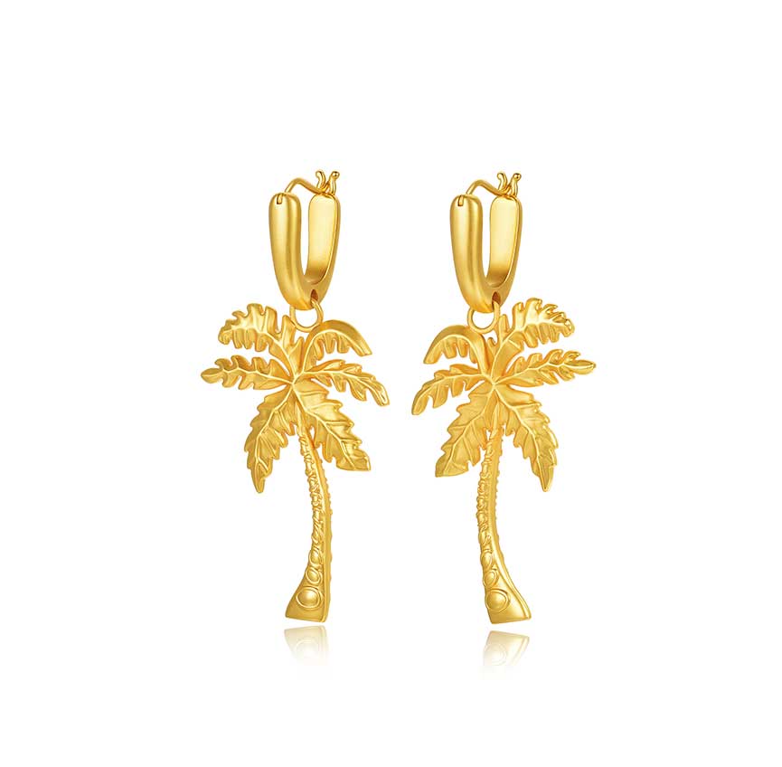 rainforest系列金色棕榈树耳饰