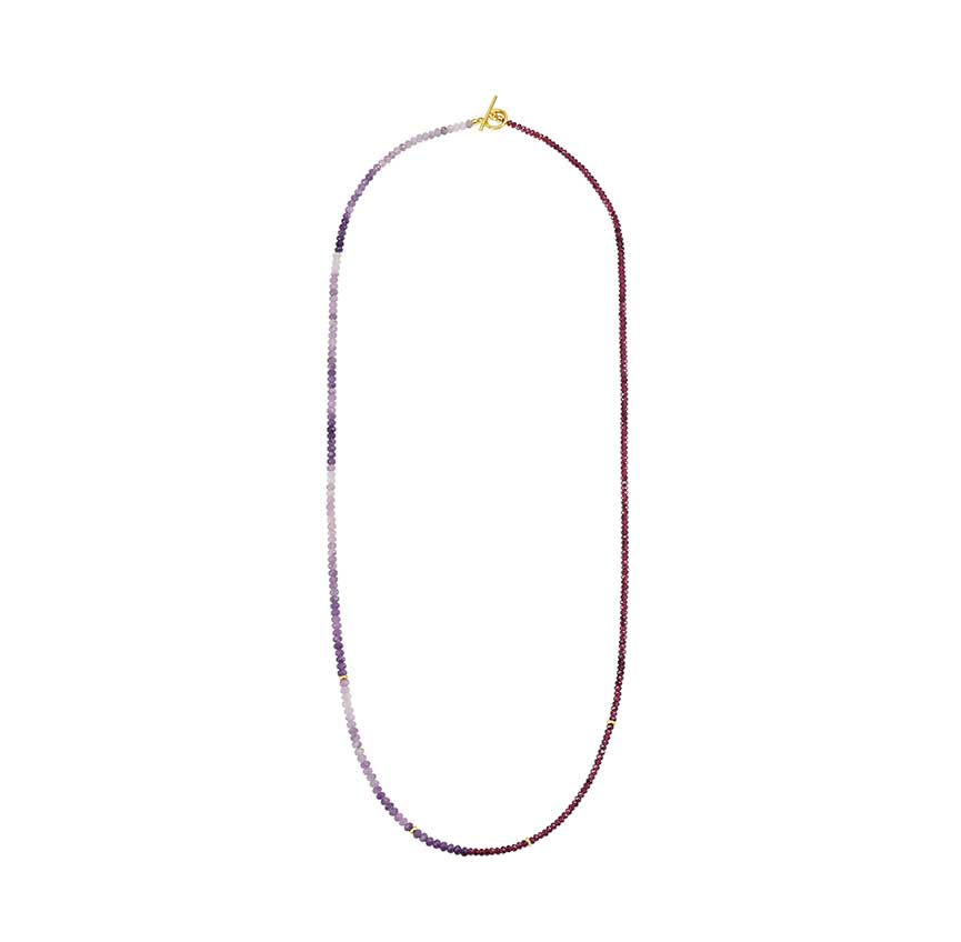 rainforest系列金色紫云母石榴石双拼长项链