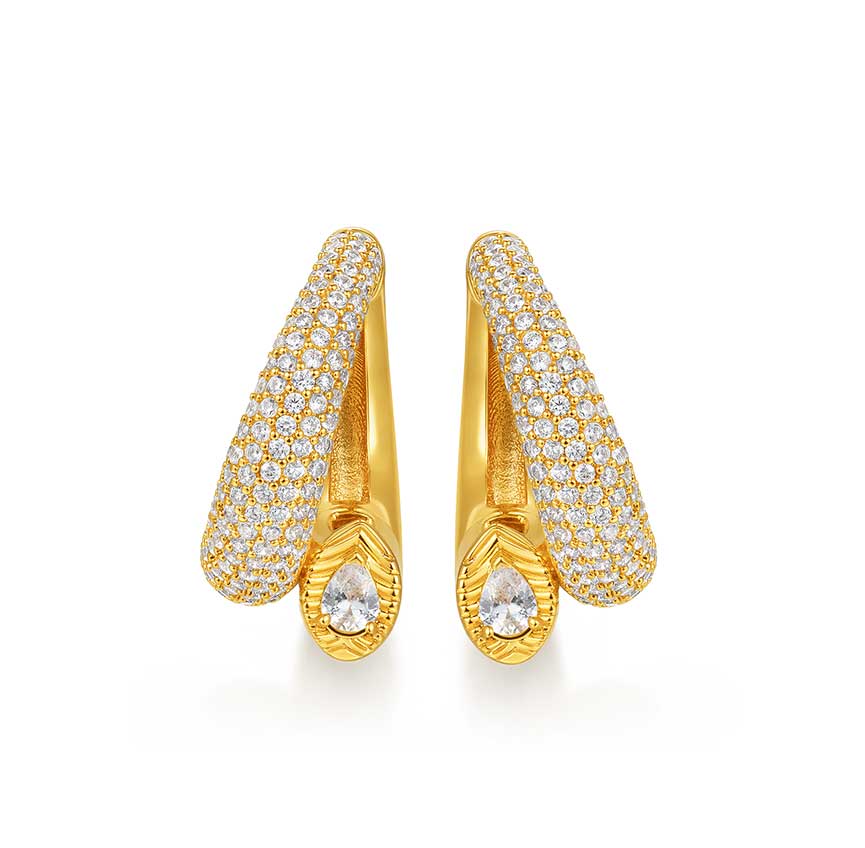 rainforest系列金色锆石叶片耳饰