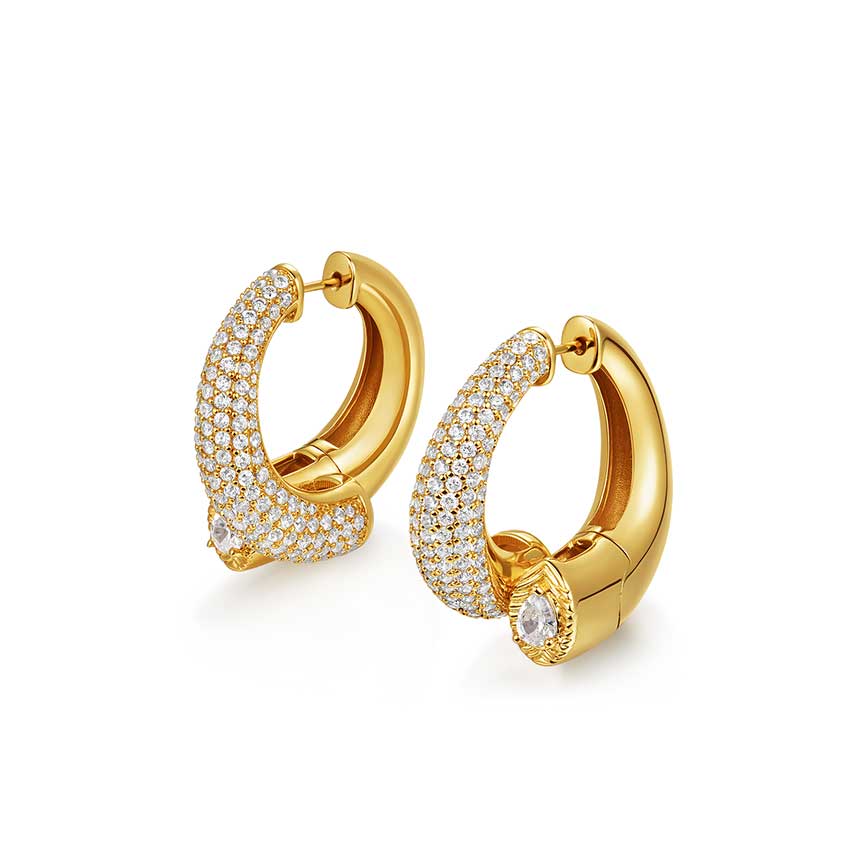 rainforest系列金色锆石叶片耳饰