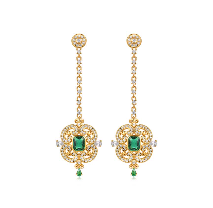 博物馆系列耳环银材质黄金色（绿色）