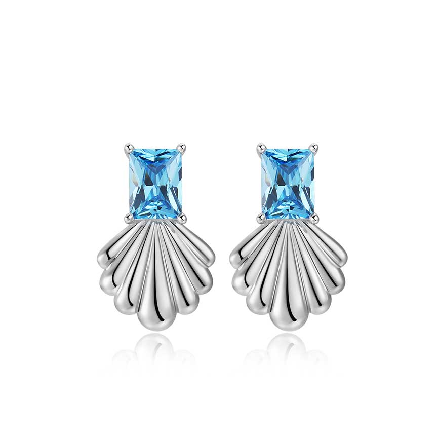 Marina bay系列蓝色锆石贝壳耳钉