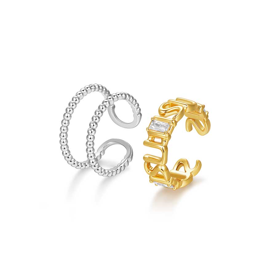 曜系列双色叠戴字母戒指