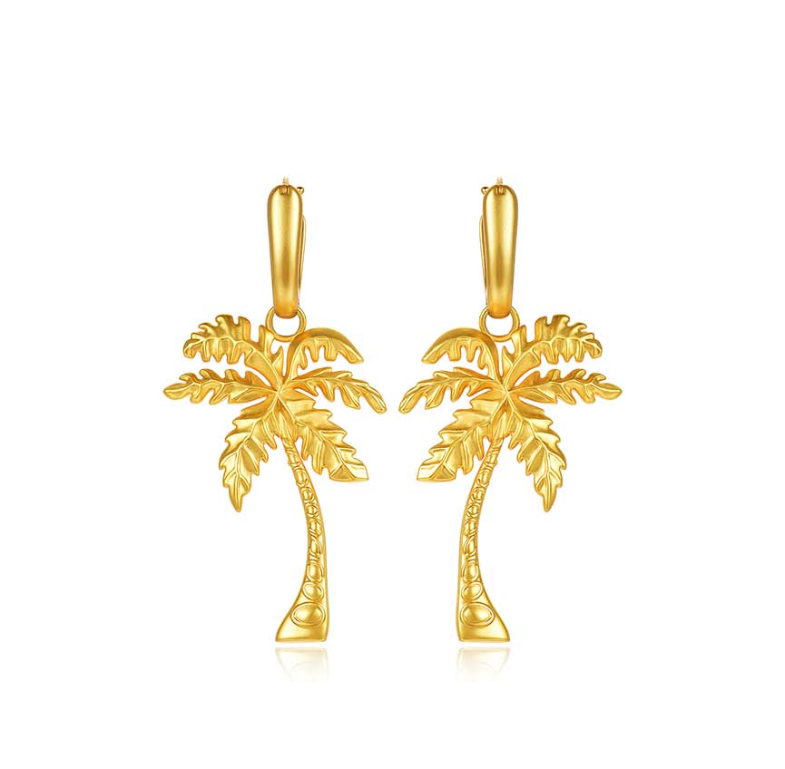 rainforest系列金色棕榈树耳饰
