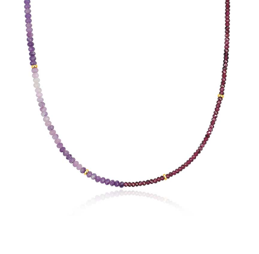 rainforest系列金色紫云母石榴石双拼长项链